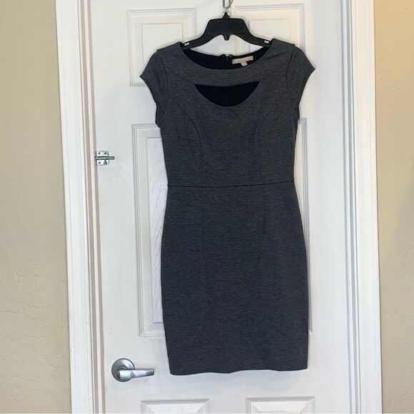 Banana Republic Factory Cap Sleeves Cutout Neck Knee Length Dress, Gray Size 2 - Picture 8 of 10